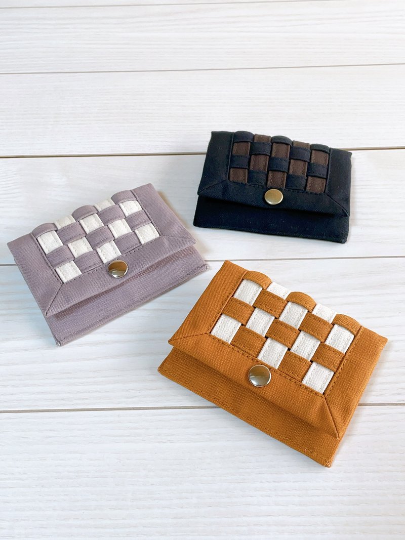 仓敷帆布 编织 名片夹 卡片夹 零钱包 迷你钱包 骆驼、紫的、黑的 - 零钱包 - 棉．麻 橘色