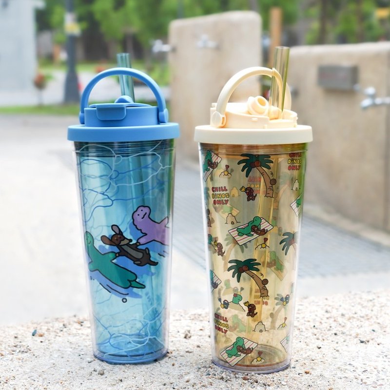 JOGUMAN-双层冷水杯(漂流款/沙滩乱花款) - 水瓶/水壶 - 塑料 