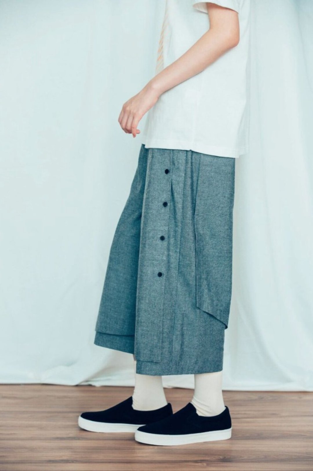 变形虫 排扣长裤 (黑/灰) Organic Cotton & Recycle - 中性裤装 - 棉 黑色