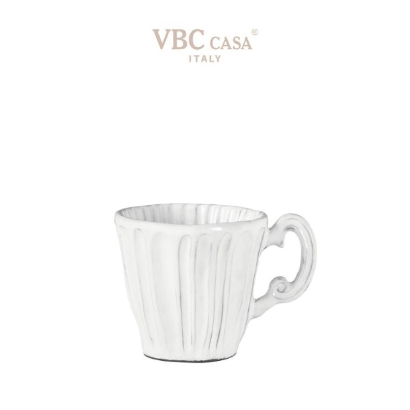 意大利VBC casa 纯白条纹系列250ml马克杯(8.4盎司/7.7cm) - 咖啡杯/马克杯 - 陶 白色