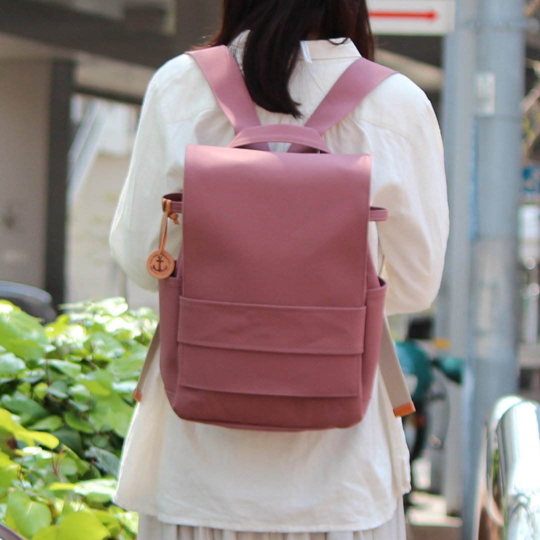 loiter: Azuki Takashima Canvas Backpack - 后背包/双肩包 - 棉 粉红色