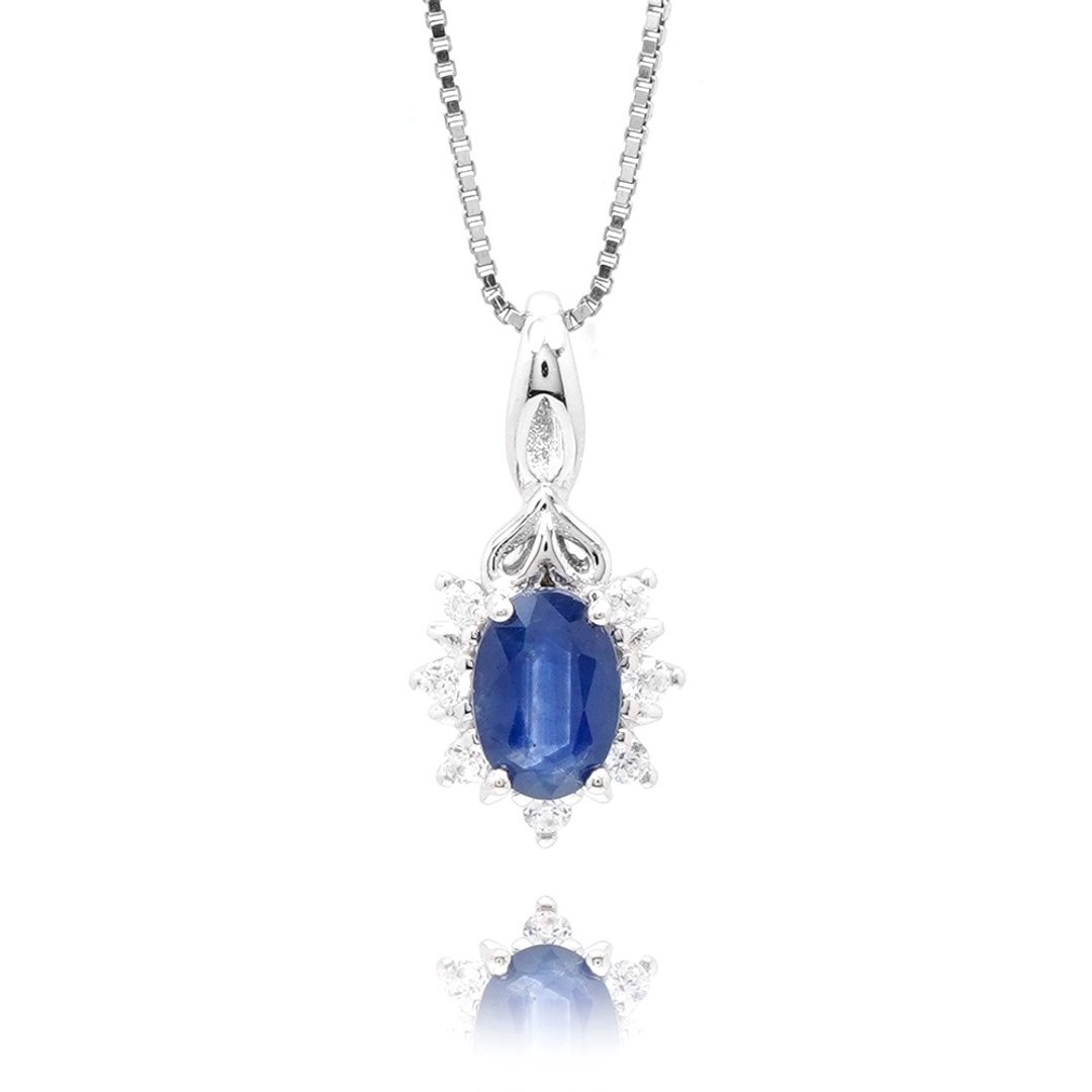 【正佳珠宝】蓝宝石 靛青蓝 0.6ct 椭圆吊坠 蓝宝石吊坠 - 项链 - 半宝石 