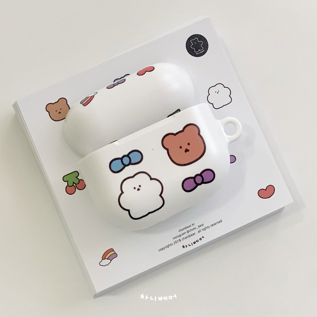 白色樱桃木 AirPods 保护壳 (1,2 / PRO / 3) - 耳机收纳 - 塑料 白色