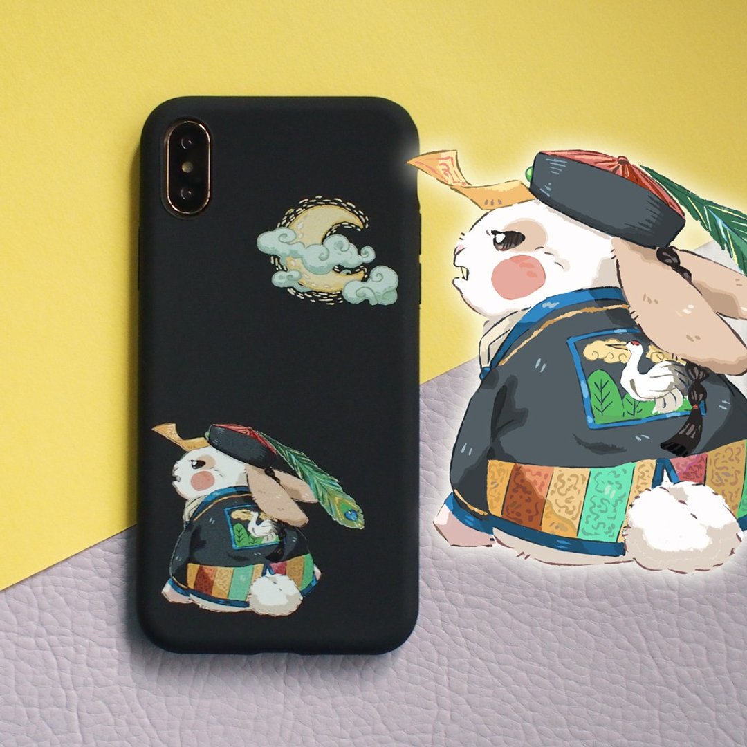 万圣节, 彩色iphone手机壳 / iphone 系列, 僵尸兔, 可付挂绳 - 手机壳/手机套 - 塑料 黑色