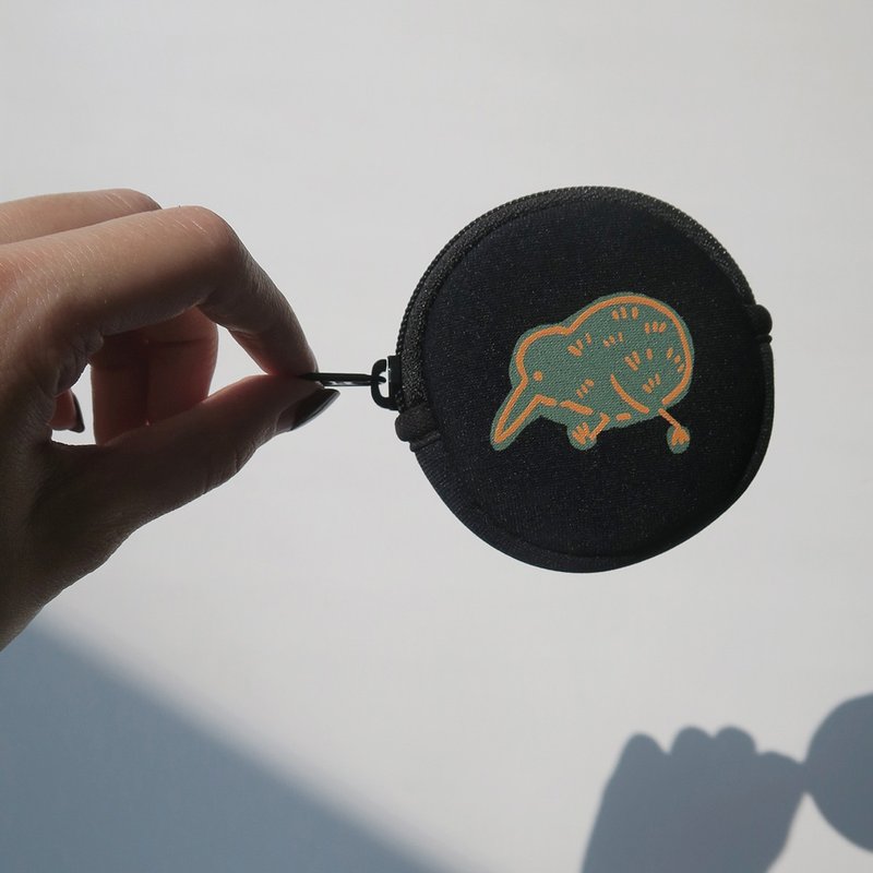呆萌动物圆形零钱包 耳机包 AirPods 收纳 | 奇异鸟【多色】 - 耳机收纳 - 防水材质 黑色