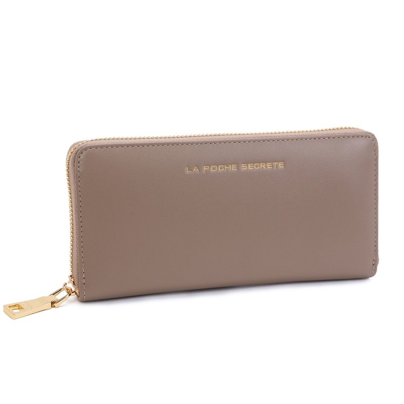 爱的礼物:【La Poche Secrete】最爱ㄇ型拉链长夹_小牛皮_拿铁棕 - 皮夹/钱包 - 真皮 卡其色