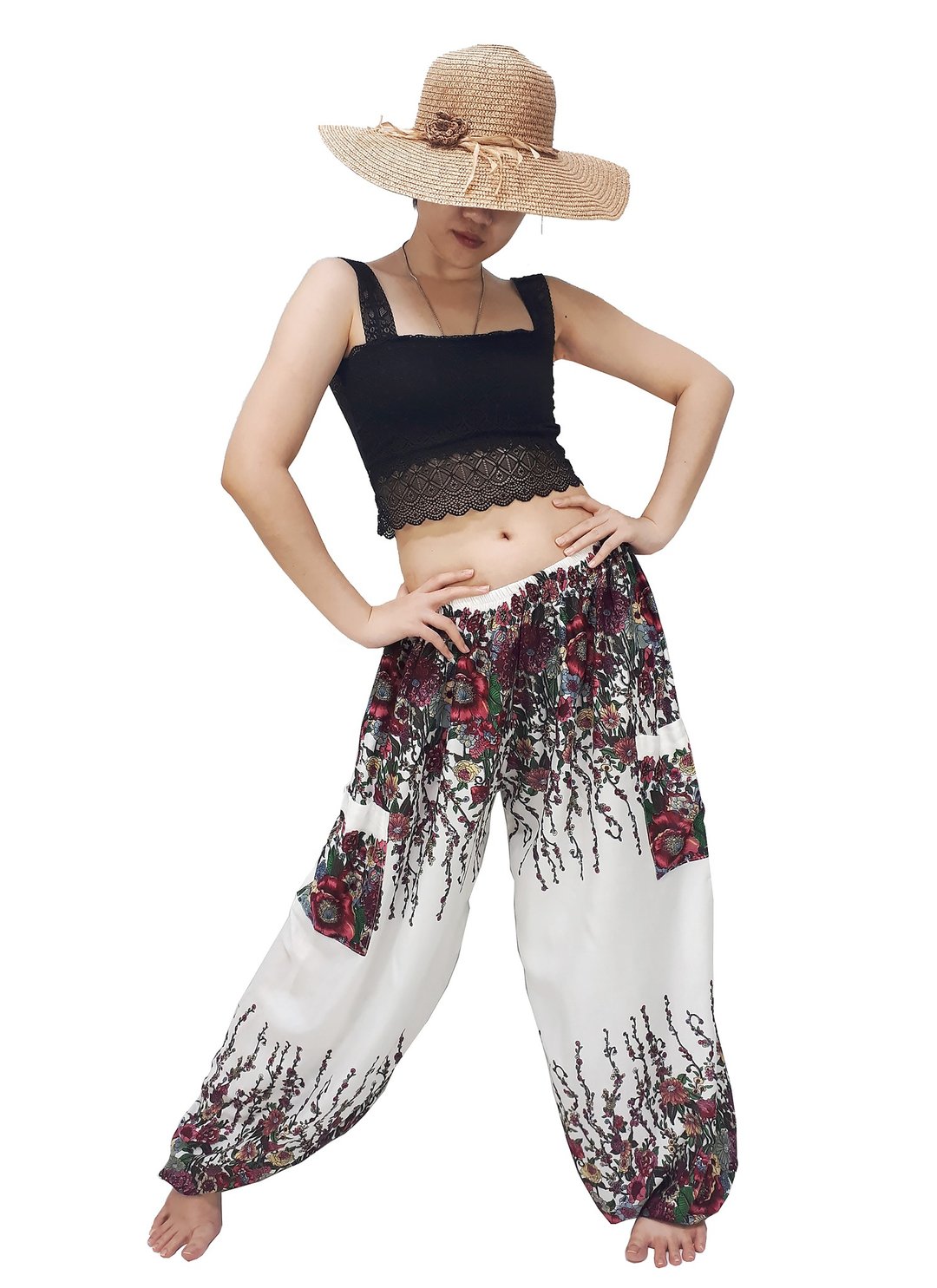 Women Pants Aladdin Pants Thai Pants Gypsy Pants Rayon Bohemian Trouser - 男士长裤 - 其他材质 白色