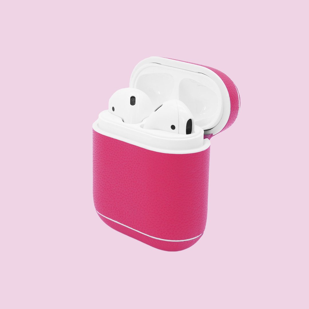 【换季特卖】真皮桃红色马卡龙AirPods收纳皮套/AirPod保护套 - 数码小物 - 真皮 红色