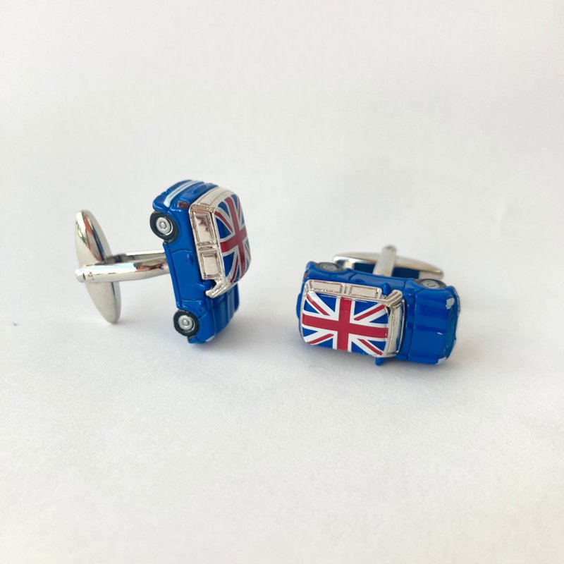 迷你车迷你库柏车袖扣 蓝色 Blue Mini Cooper Cuffinks - 袖扣 - 其他金属 蓝色