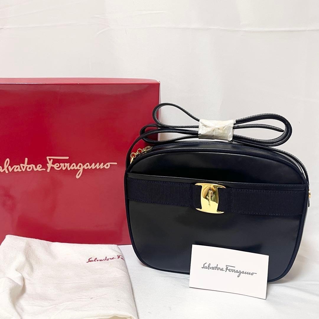 正品 Salvatore Ferragamo 菲拉格慕 Vara Ribbon 肩背包 皮革 深海军蓝 日本直送 - 侧背包/斜挎包 - 其他材质 