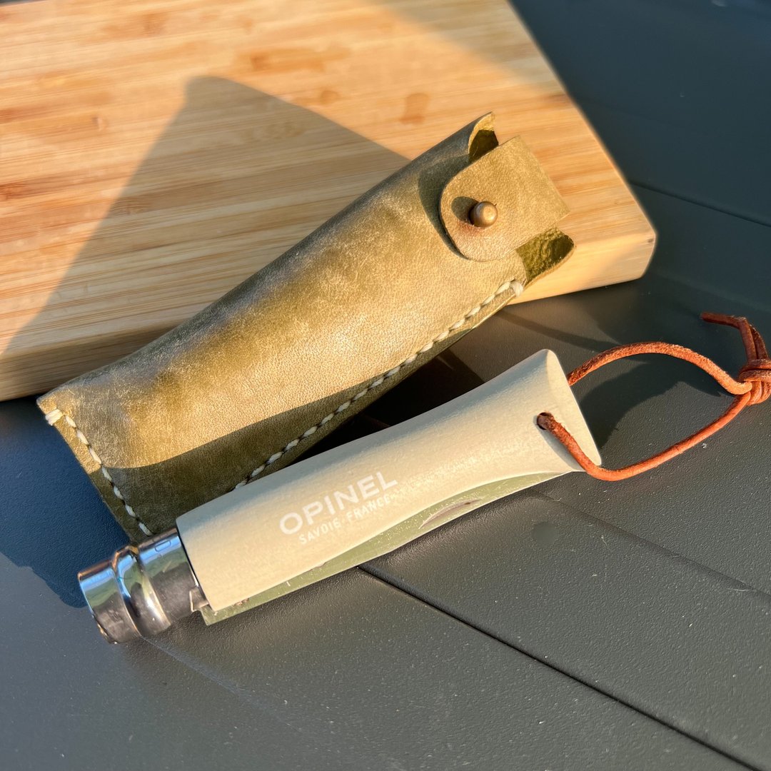 露营皮革/ opinel 折刀皮套 / 刀套 no 8可订制 - 露营用品 - 真皮 绿色
