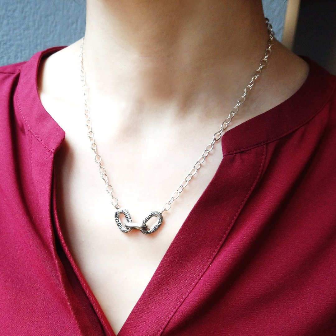 trinity necklace_三环项链 | 925银 限量 设计师手作 个性项链 - 项链 - 银 银色