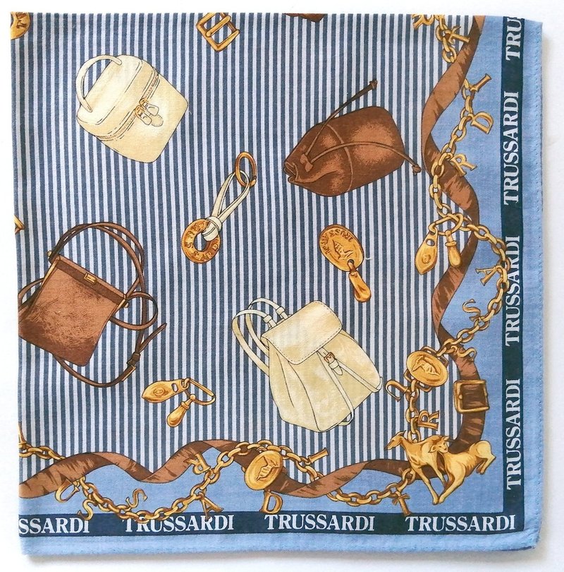 Trussardi 复古手帕 女性包饰配件 20 x 19.5 英寸 - 手帕/方巾 - 棉 蓝色