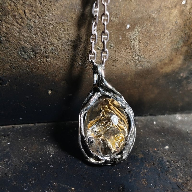 黄泥骇骨银吊墬 - 项链 - 宝石 黄色