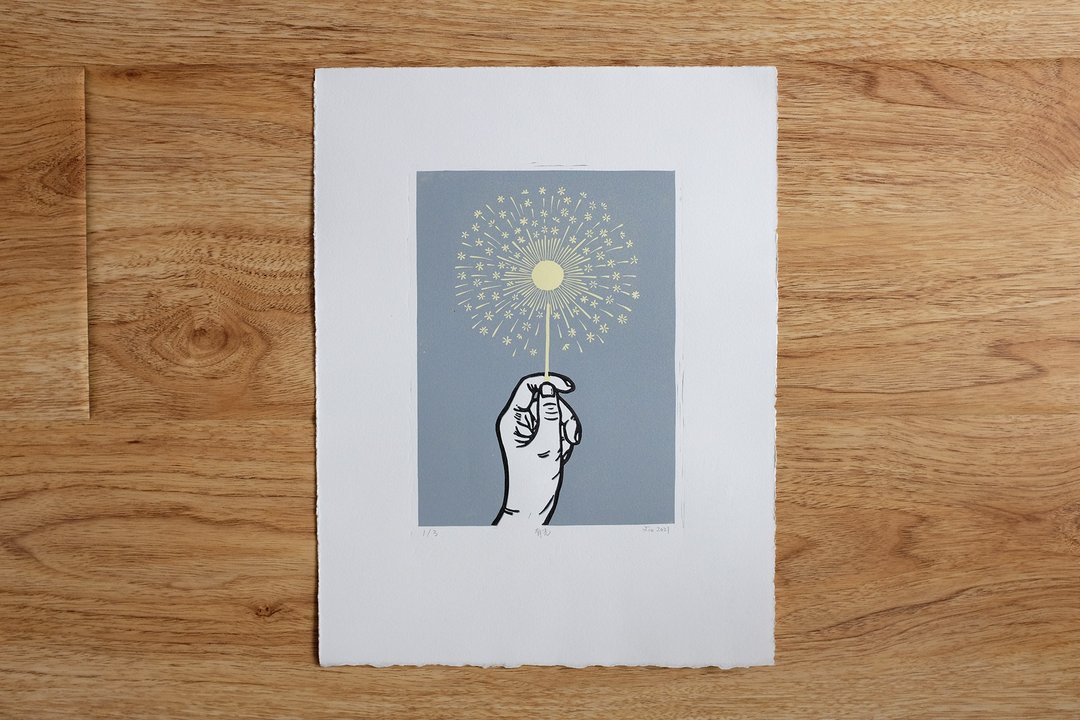 linocut 麻胶版画 绝版套色版画 有光 - 海报/装饰画/版画 - 纸 