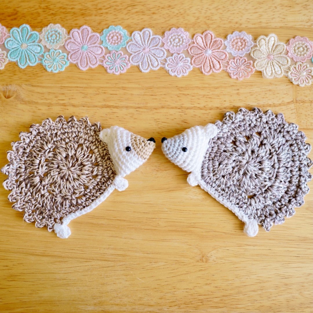 New Spring / Summer Hedgehog Coaster - 杯垫 - 棉．麻 灰色