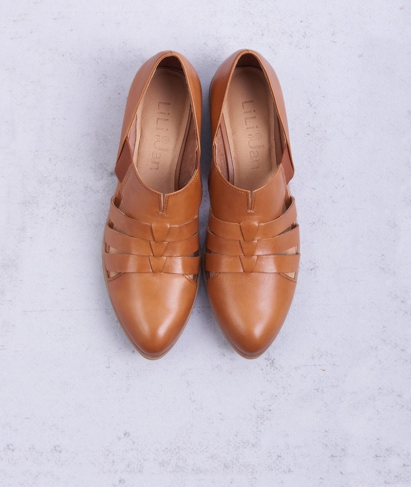 【复刻女爵】条纹镂空绅士便鞋_焦糖咖(仅余25号) - 女款牛津鞋/乐福鞋 - 真皮 咖啡色