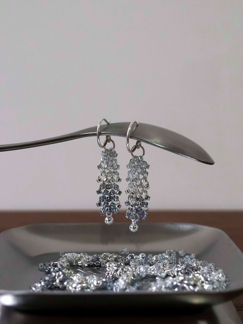 O2 Cityscape -垂氧 - 耳环/耳夹 - 银 蓝色