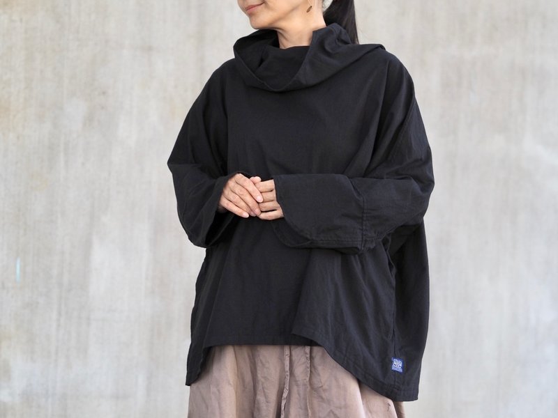 poncho style top - 女装上衣 - 棉．麻 黑色