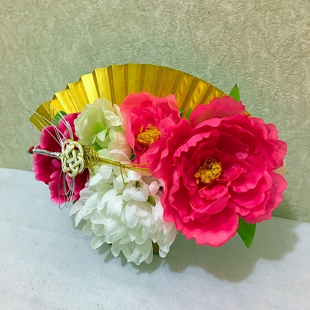 末广花束 风扇形捧花 菊花和牡丹2号 - 其他 - 纸 粉红色