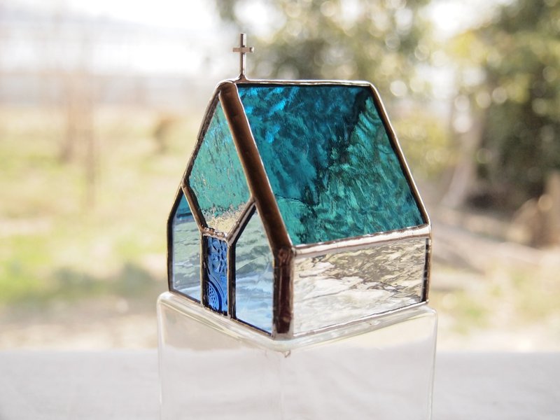 Iglesia aqua candle holder - 蜡烛/烛台 - 玻璃 蓝色