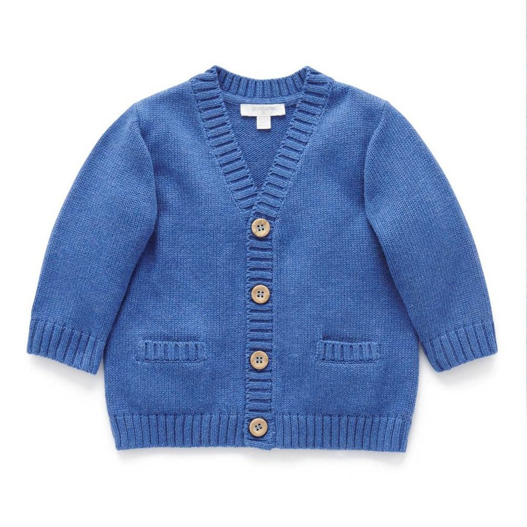澳洲Purebaby有机棉男/女童针织外套12M~4T 海军蓝 - 童装外套 - 棉 