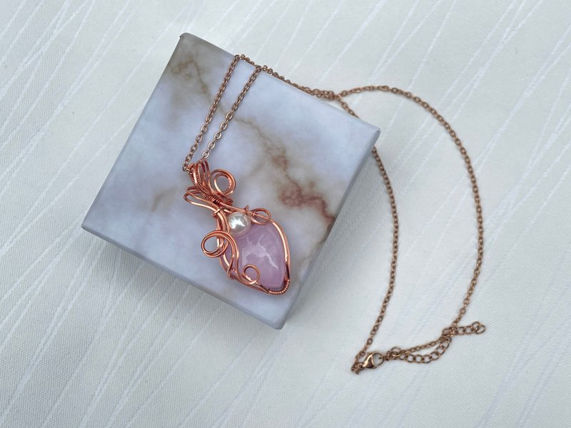 221103 wire wrapping 紫锂辉 铜线 绕线 吊堕 - 项链 - 铜/黄铜 紫色