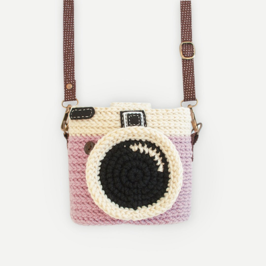Fuji Instax Crochet Case - LOMO PINK | for Mini 25 / 50s / 8 / 90 / 70 / 26 / 9 - 相机 - 棉．麻 粉红色