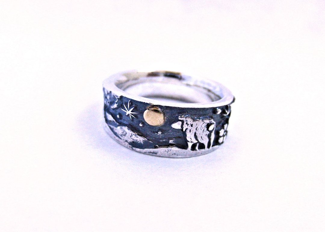 Silver ring moon bond sheep - 戒指 - 其他金属 银色