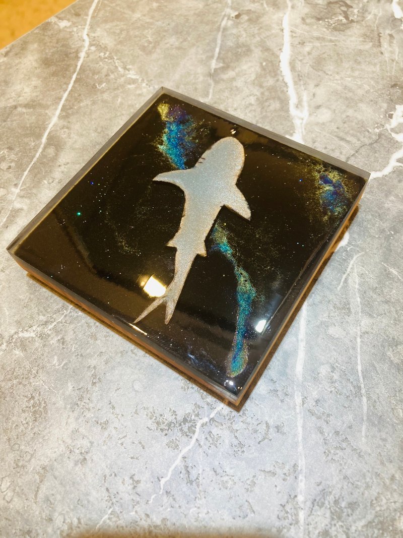 松木鲨鱼银河杯垫摆饰 - 杯垫 - 树脂 黑色