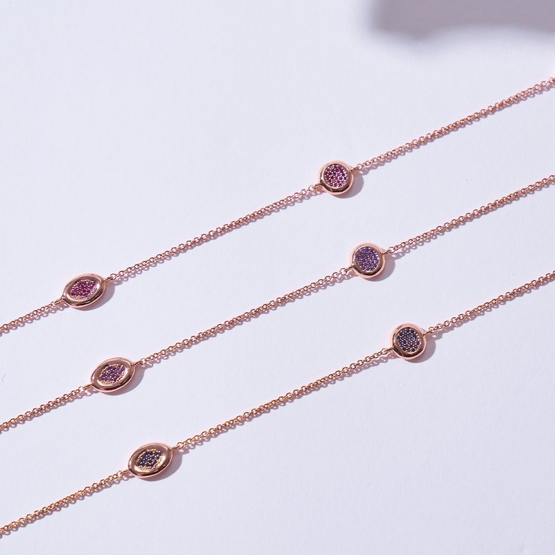 满天星细致彩钻长项链 (共三色) - 项链 - 铜/黄铜 