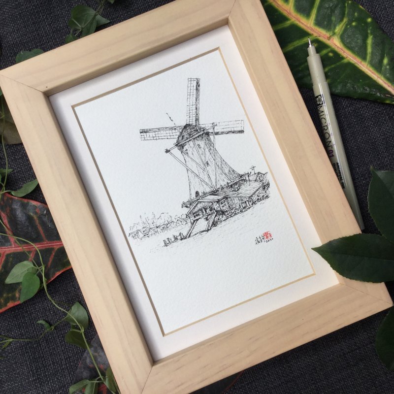 荷兰风车/手绘原作 - 海报/装饰画/版画 - 纸 咖啡色