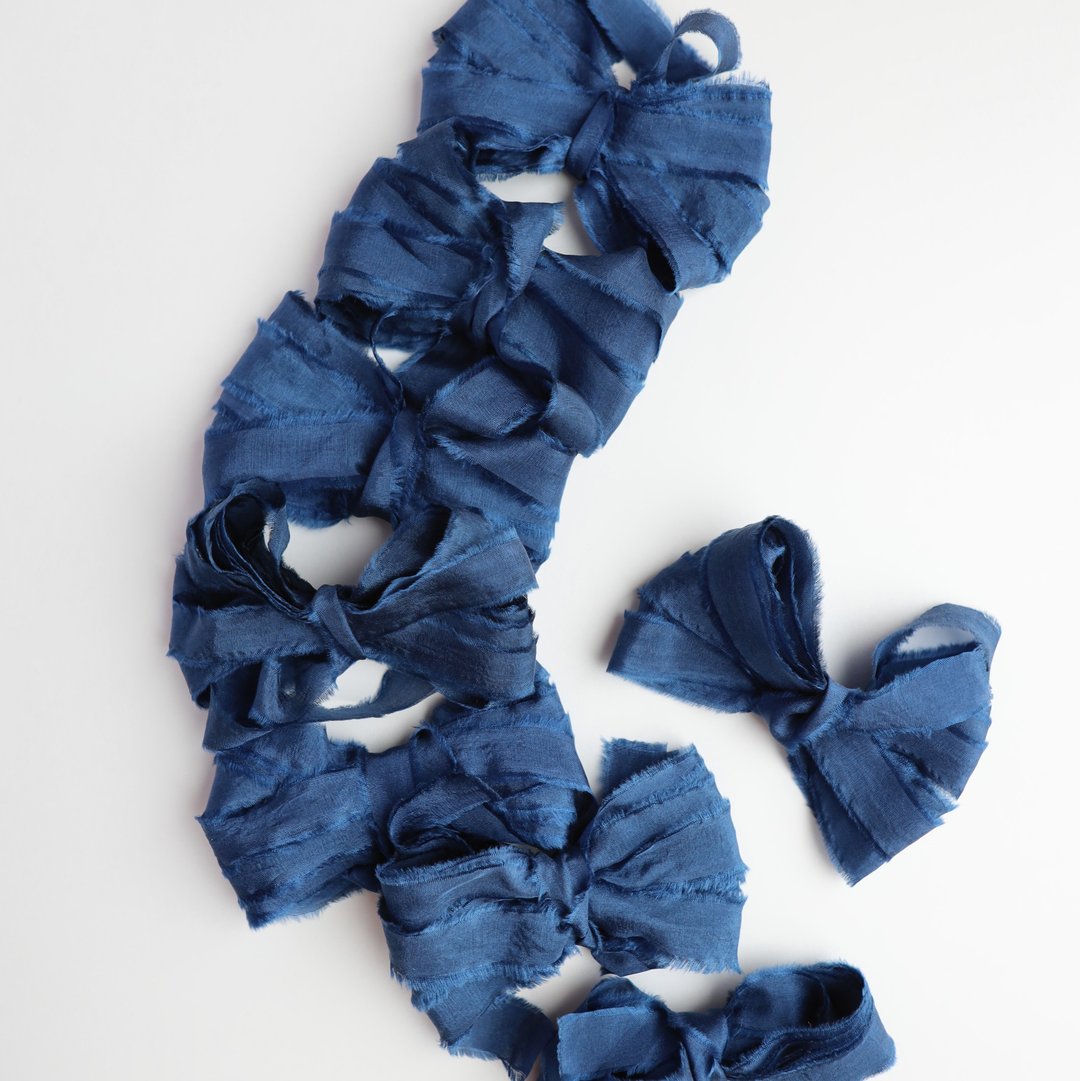 Hand Dyed Silk Ribbons / Set of 8 / Silk Bundles - 包装材料 - 丝．绢 蓝色