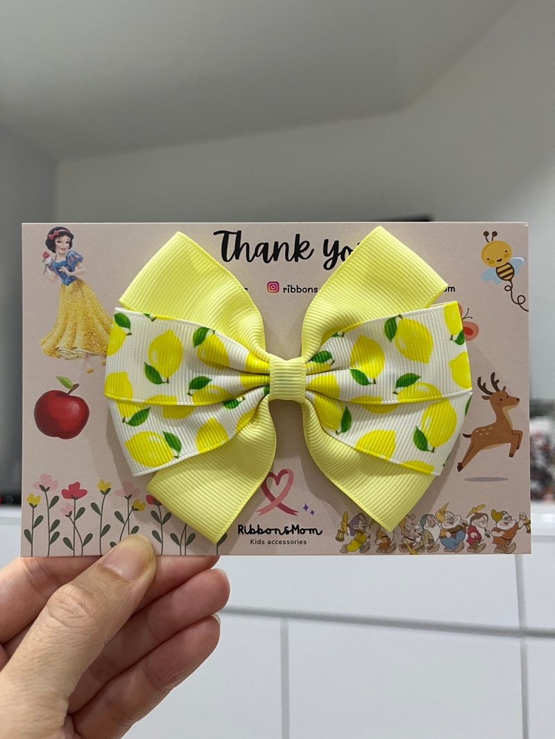 时尚单蝴蝶结，可爱蝴蝶结，夏日系列，柠檬水图案 - 发饰 - 棉．麻 