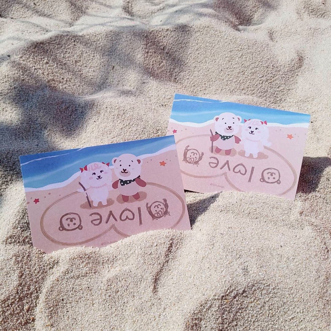 【插画手写明信片】让大海见证 - 卡片/明信片 - 纸 卡其色