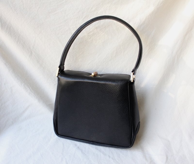 FOAK古着 La Borsa黑色牛皮箱型古董包 - 手提包/手提袋 - 真皮 