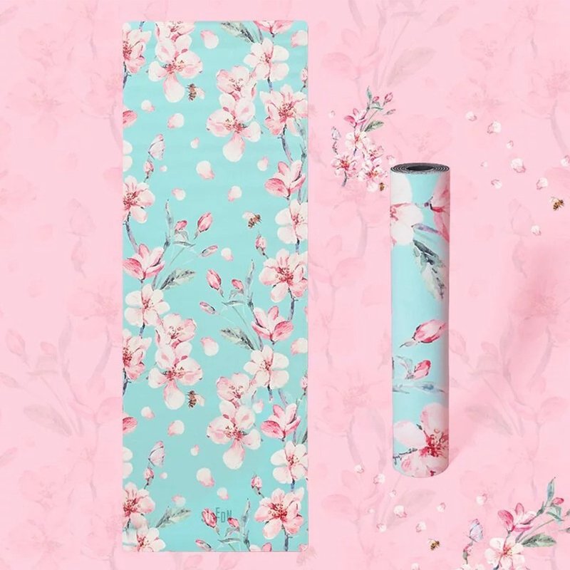顶级PU干湿防滑 仙女花神天然橡胶瑜珈垫4mm 十里桃花 - 瑜珈垫 - 其他材质 多色