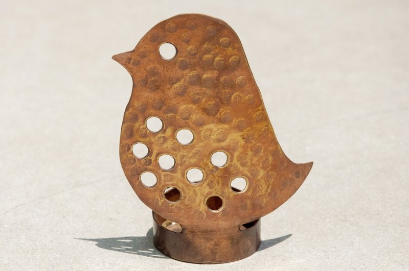 手工红铜烛台/铜制烛台/波希米亚风烛台-敲敲圆点系列 青鸟烛台 - 蜡烛/烛台 - 铜/黄铜 红色