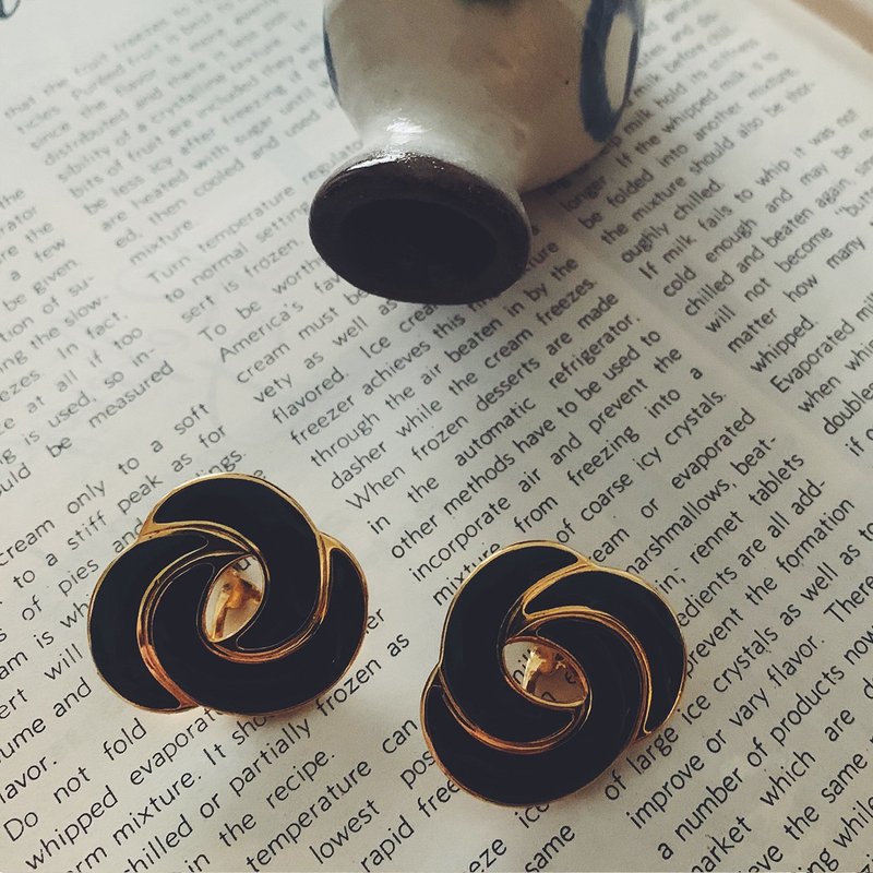 80年代意大利制深蓝夹式耳环 - 耳环/耳夹 - 铝合金 蓝色