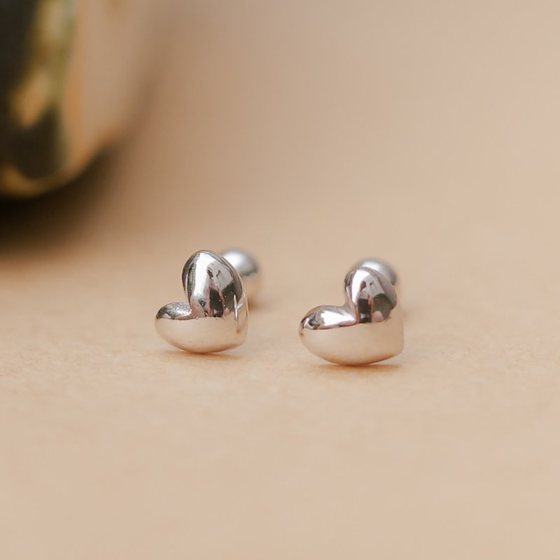 925纯银 胖胖心转珠耳环 锁珠耳环 免费礼盒包装 圣诞礼物推荐 - 耳环/耳夹 - 纯银 银色