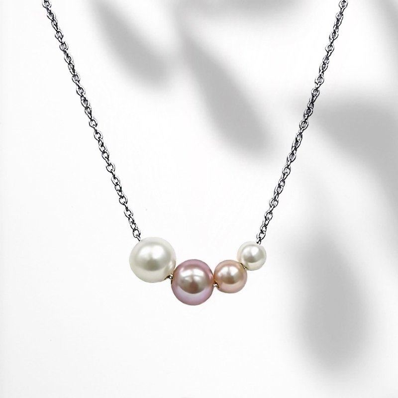Mermaid Tears-925银配天然色养殖淡水珍珠颈链 - 项链 - 珍珠 白色