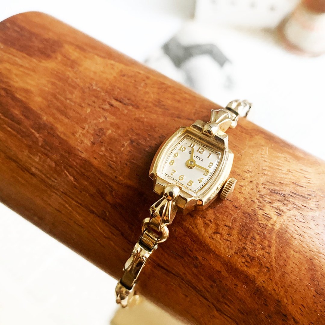 1950 年代 vintage Bulova 古董石英表 - 女表 - 其他金属 金色