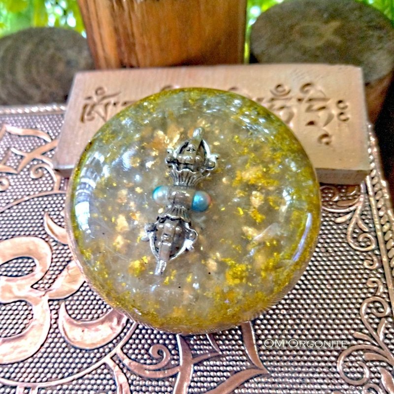 【净心护身】超高频奥刚能量工具 | 西藏金刚杵 Orgonite - 摆饰 - 水晶 金色
