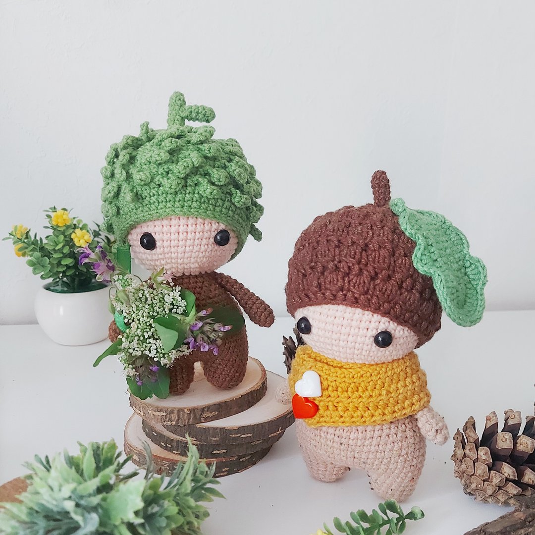 Amigurumi crochet pattern Babies acorn and chestnut. Digital instruction PDF - 编织/刺绣/羊毛毡/裁缝 - 绣线 