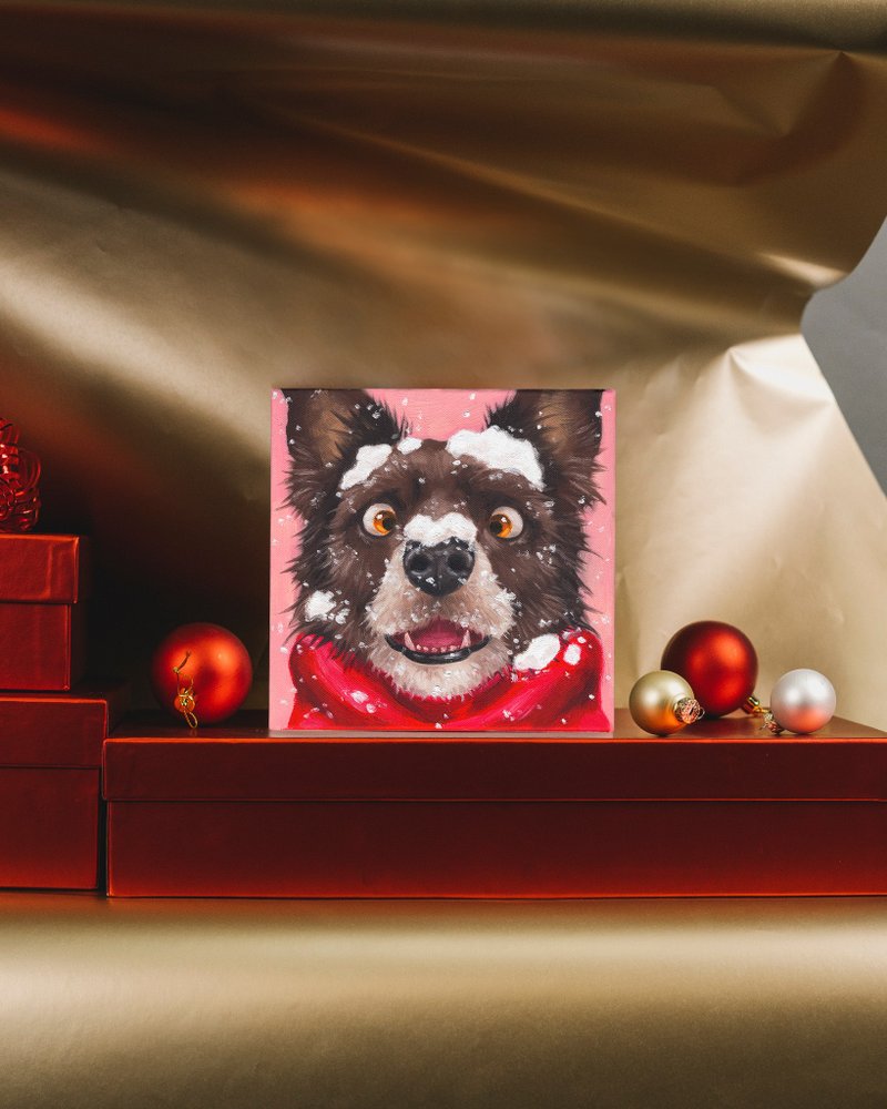 【体验】台中油画体验课程/毛小孩圣诞限定-玩雪篇/台中画室 - 插画/绘画/写字 - 棉．麻 