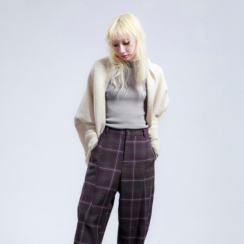 羊毛无扣飞鼠袖针织外套 - 女装休闲/机能外套 - 羊毛 卡其色