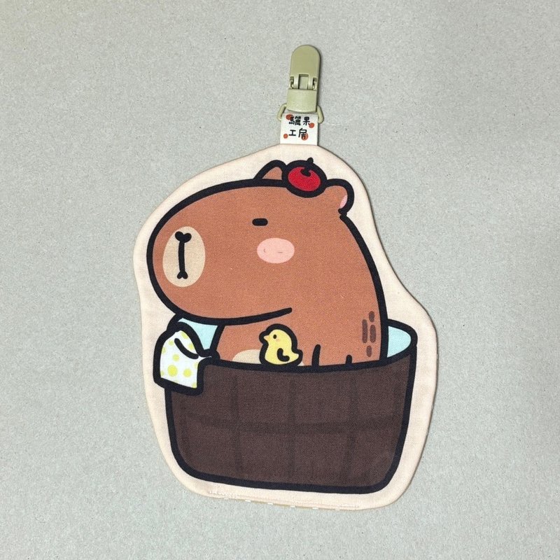 萌萌动物系列 | 造型手帕巾 | 水豚 | 泡澡 | 动物园 | 卡皮巴拉 - 围嘴/口水巾 - 棉．麻 多色