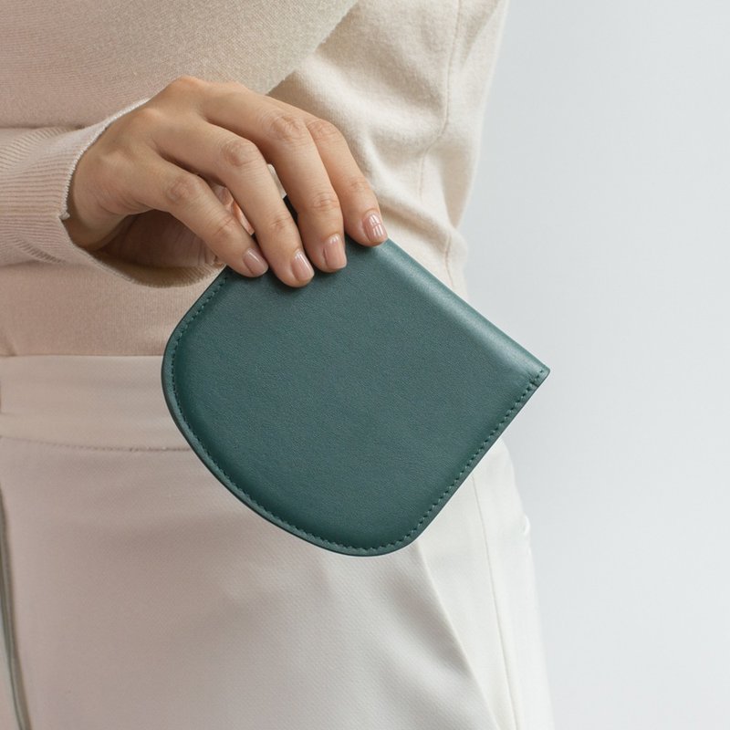 拱形真皮皮夹 手工制作 - 海洋蓝色 - 皮夹/钱包 - 真皮 蓝色