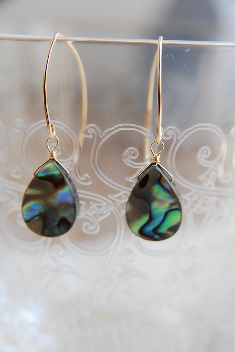 アバロンシェルのマーキスフックピアス（１４kgf） - 耳环/耳夹 - 宝石 蓝色