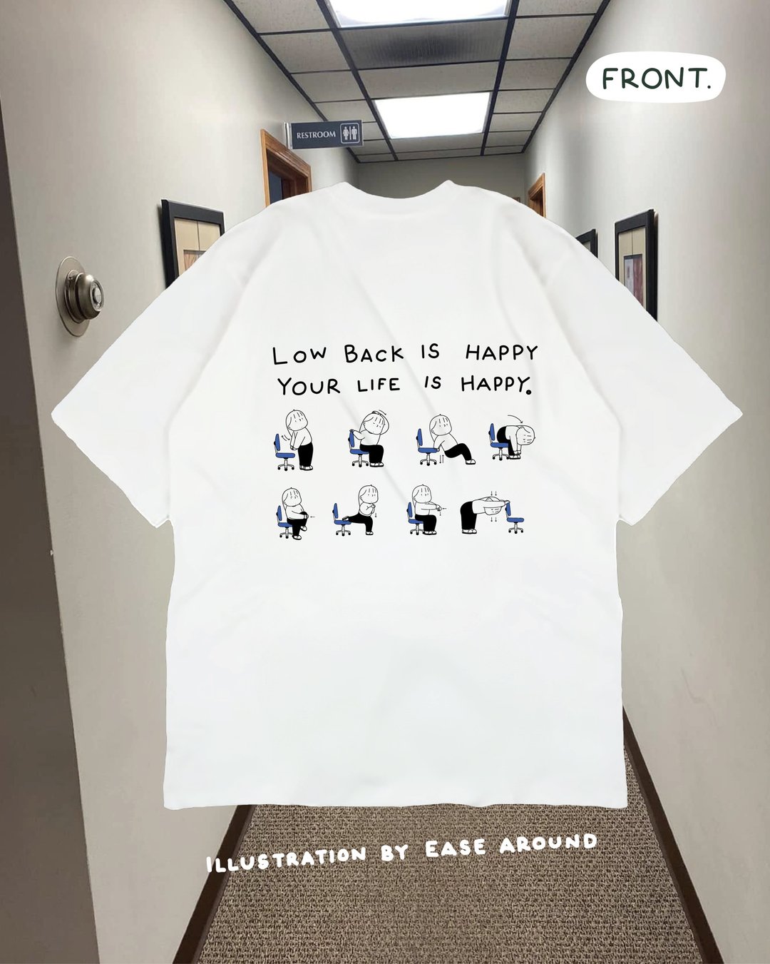 T-SHIRT - LOW BACK IS HAPPY - 女装 T 恤 - 棉 黑色
